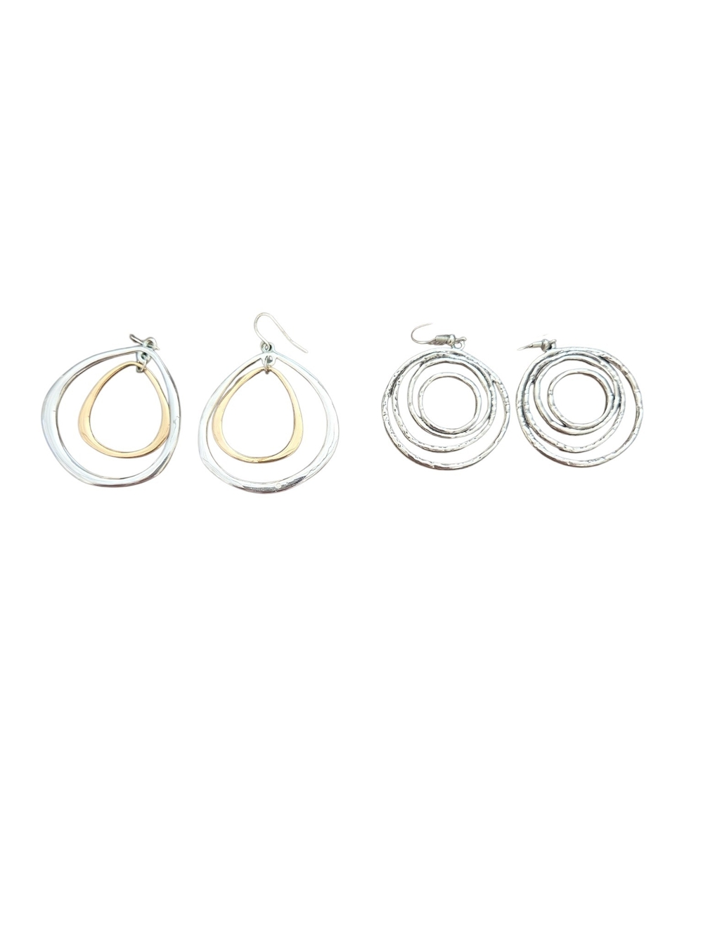 Two-Pair Mixed Metal Hoop Earring Set - Silver and Gold